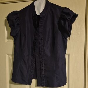 Purple Ruffled Short Sleeve Blouse
